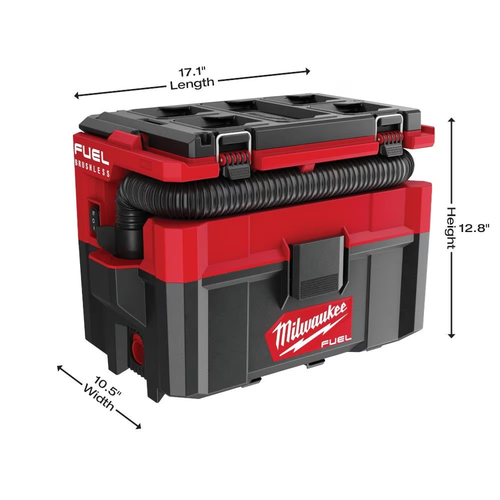 Milwaukee 0970-20 M18 FUEL PACKOUT 18V Lithium-Ion Cordless 2.5 Gal. Wet/Dry Vacuum (Tool-Only)