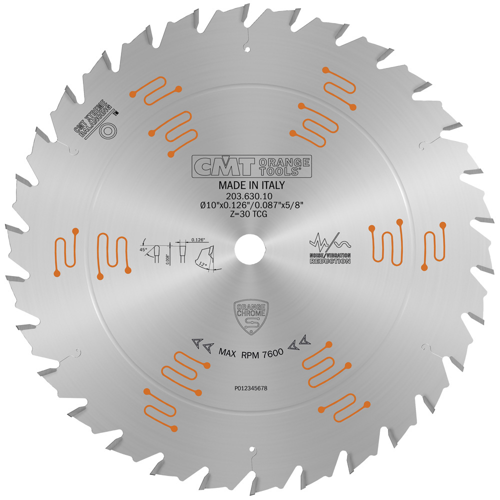 CMT 203.630.10 Industrial “Orange Chrome” Glue Line Rip Blade