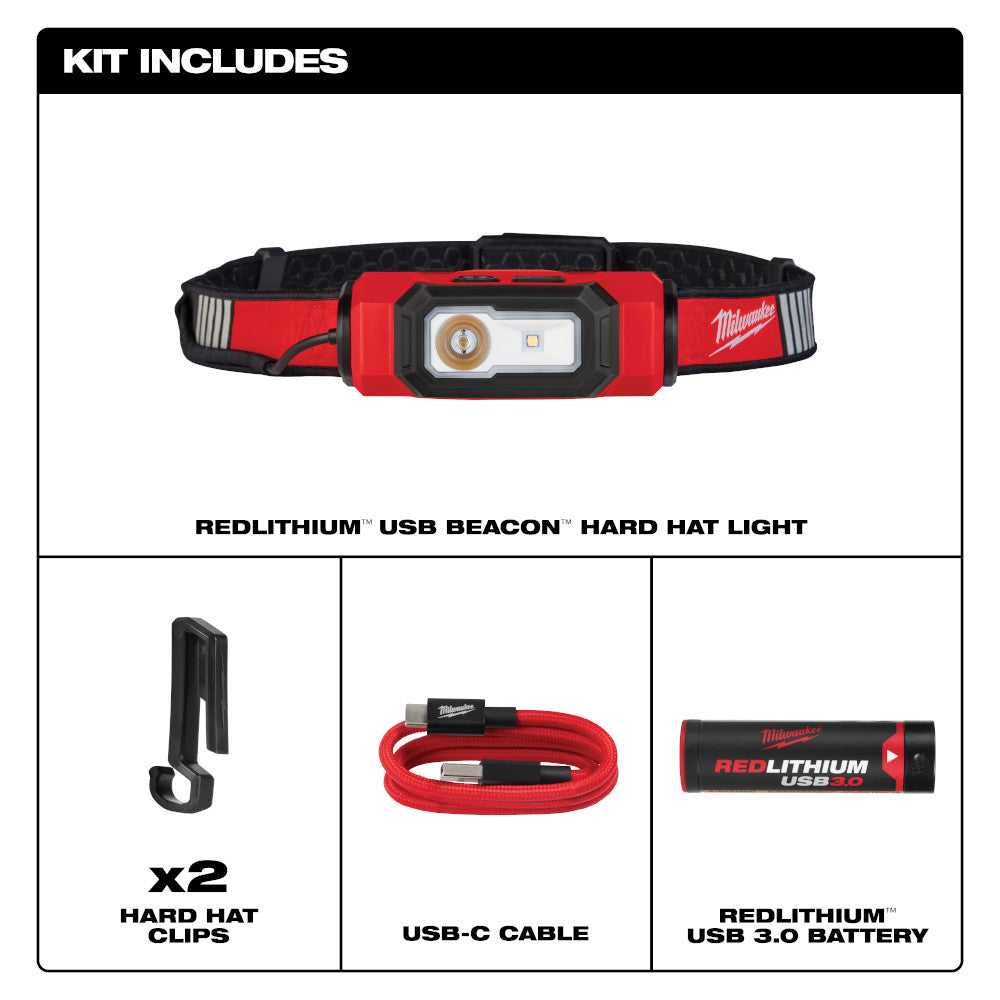 Milwaukee 2116-21 REDLITHIUM USB BEACON 600lm Hard Hat Light