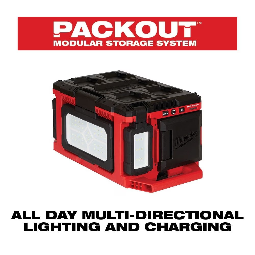 Milwaukee 2357-20 M18 18V Lithium-Ion Cordless PACKOUT 3000 Lumens LED Light with Built-In Charger