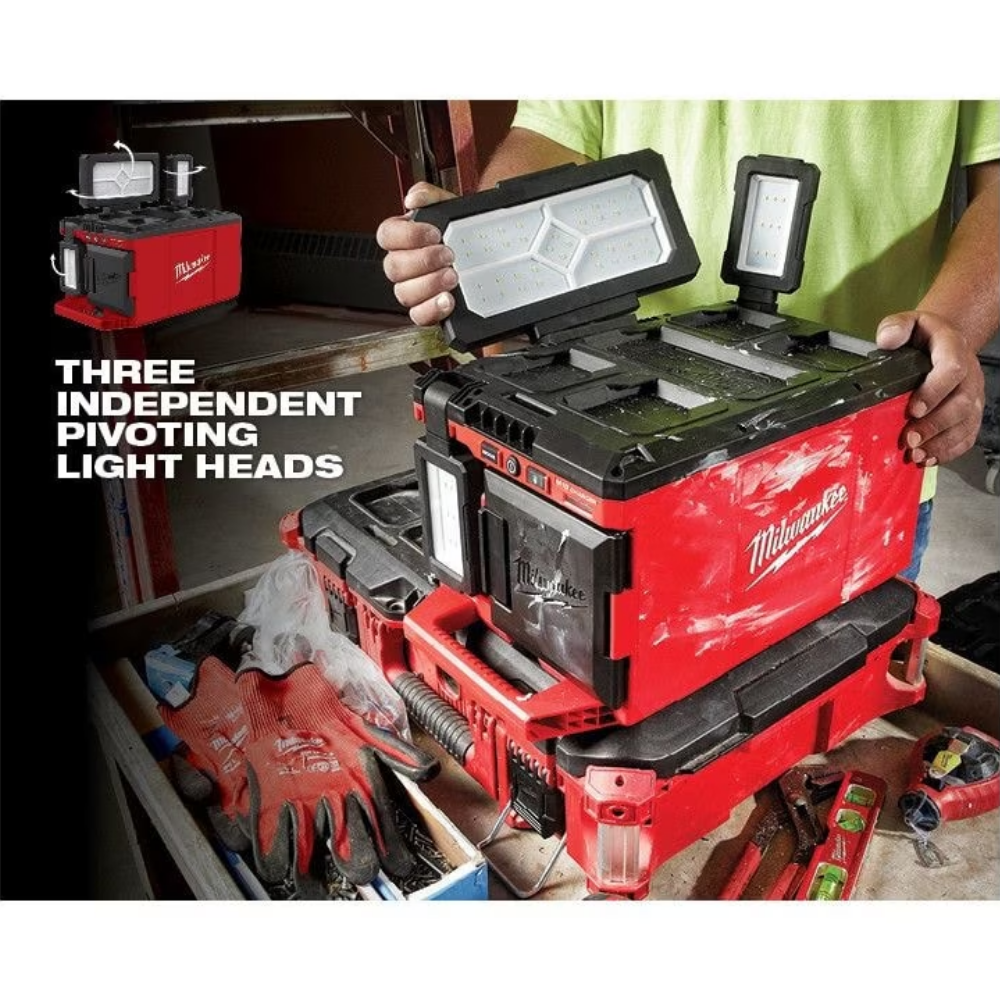 Milwaukee 2357-20 M18 18V Lithium-Ion Cordless PACKOUT 3000 Lumens LED Light with Built-In Charger