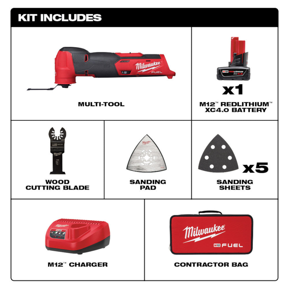 Milwaukee 2526-21XC M12 FUEL Cordless Brushless Oscillating Multi-Tool Kit