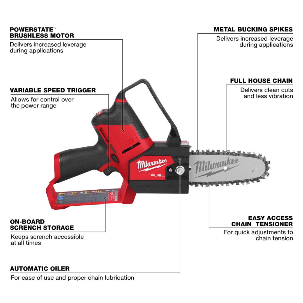 Milwaukee 2527-20 M12 FUEL HATCHET 6″ Pruning Saw (Tool-Only)
