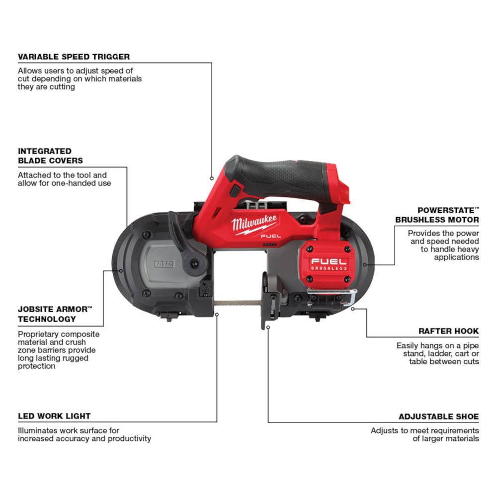 Milwaukee 2529-20 M12 FUEL 12 Volt Lithium-Ion Brushless Cordless Compact Band Saw - Tool Only