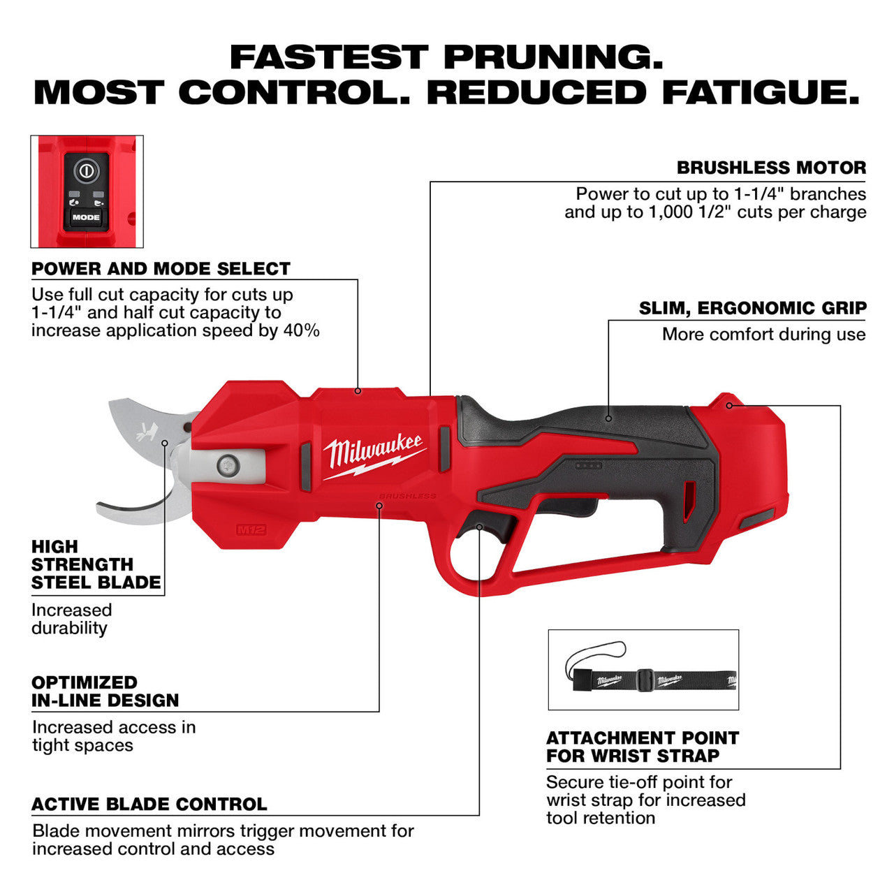 Milwaukee 2534-20 M12 Brushless Pruning Shears with FREE 4.0Ah Battery with Charger