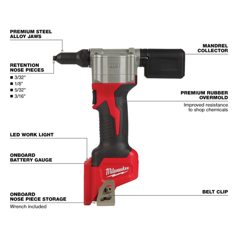 Milwaukee 2550-20 M12 12V Lithium-Ion Cordless Rivet Tool (Tool Only)