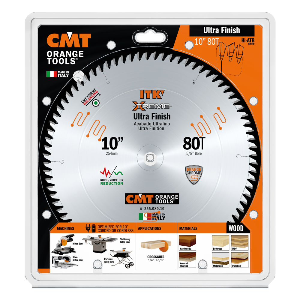CMT 255.080.10 10" TK Fine Finish Saw Blade