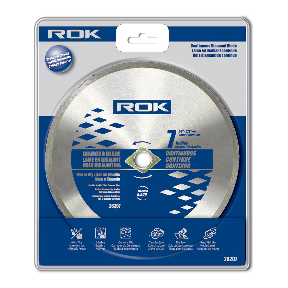7" Continuous Rim Diamond Blade for Smooth Tile Cutting