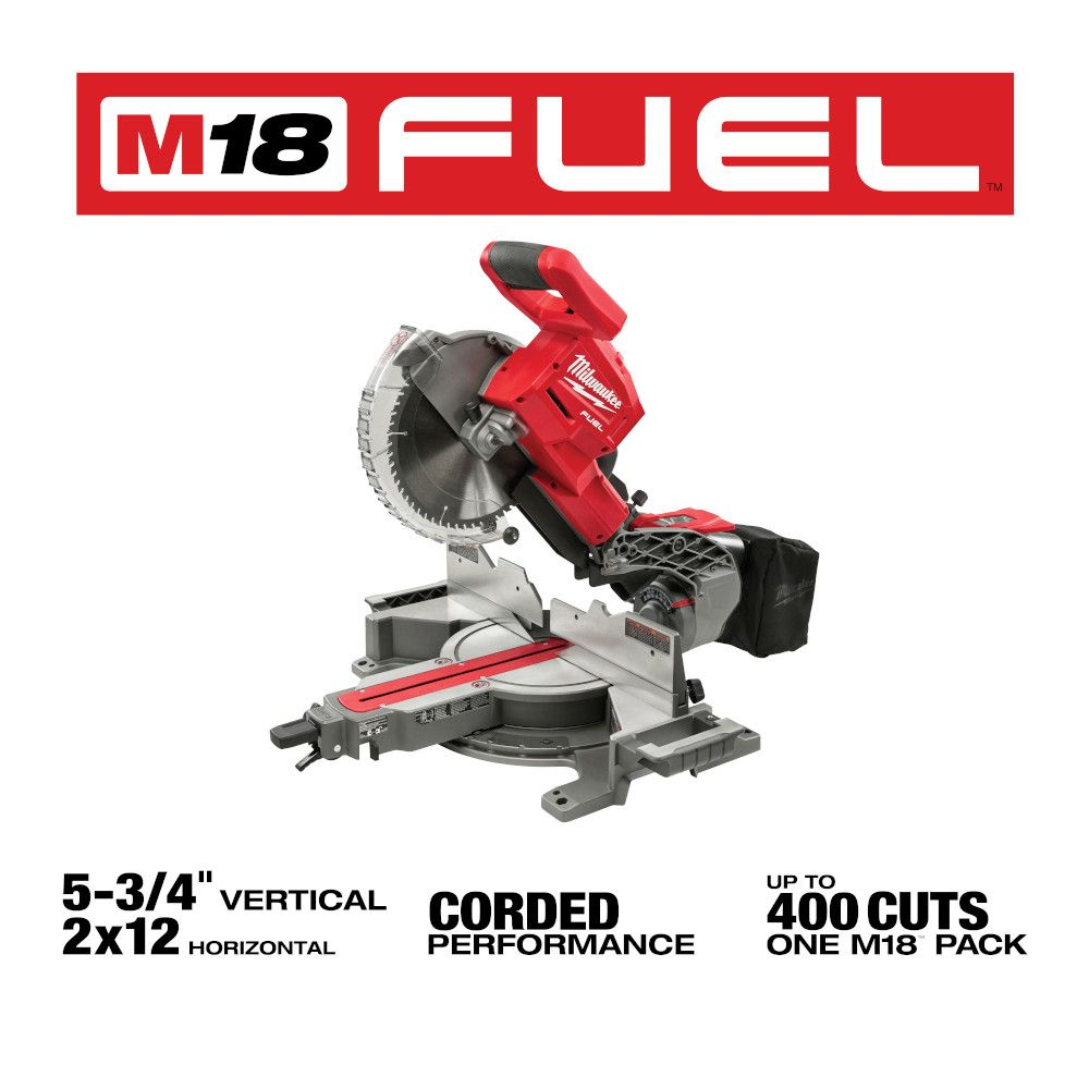Milwaukee 2734-20 M18 FUEL 18V Lithium-Ion Cordless 10" Dual Bevel Sliding Compound Miter Saw (Tool Only)