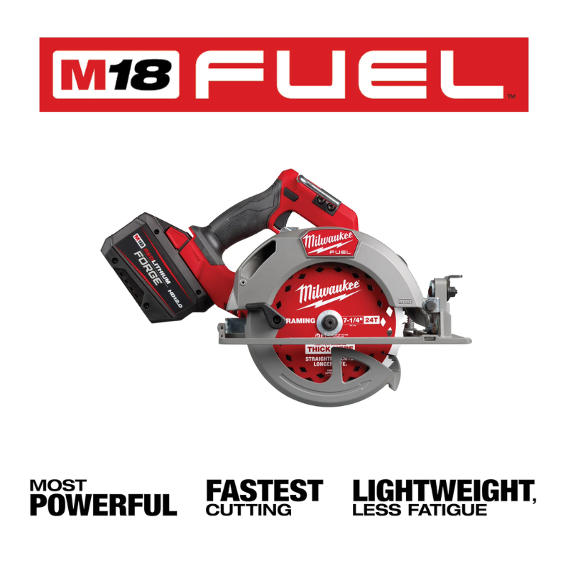 Milwaukee 2834-21HD M18 FUEL 18V Lithium-Ion Brushless Cordless 7-1/4" Circular Saw Kit with (1) FORGE 12.0Ah Battery