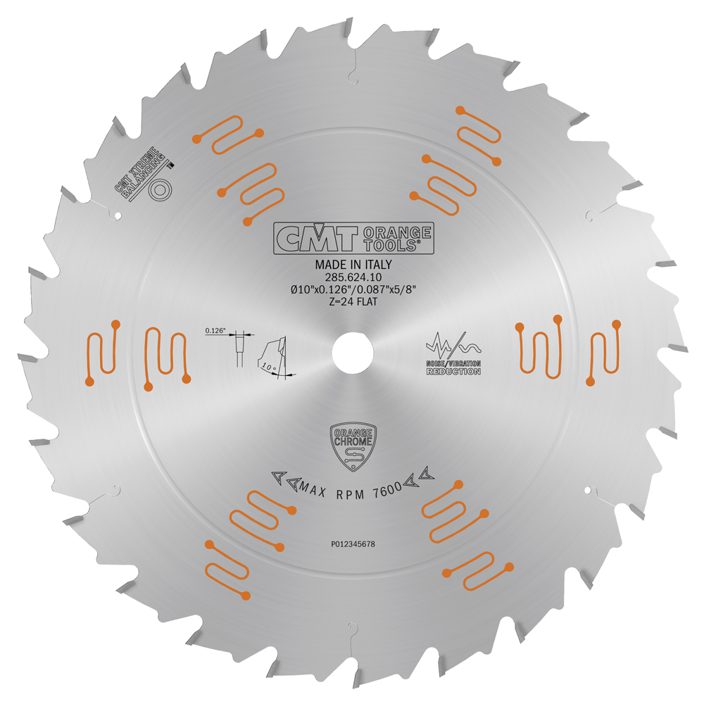 CMT 285.624.10 Orange Chrome Ripping Blade 10″ X T24 Flat