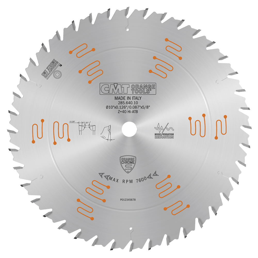 CMT 285.640.10 Orange Chrome General Purpose Blade 10″ X T40 HiATB