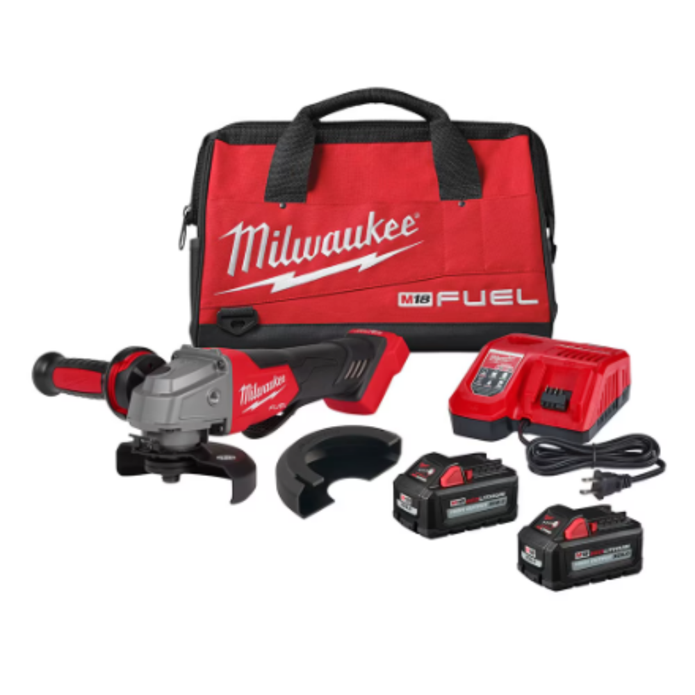 Milwaukee 2880-22 M18 FUEL 18-Volt Brushless Cordless 4-1/2 -inch /5 -inch Grinder, Paddle Switch Kit with (2) 6.0 Ah Batteries
