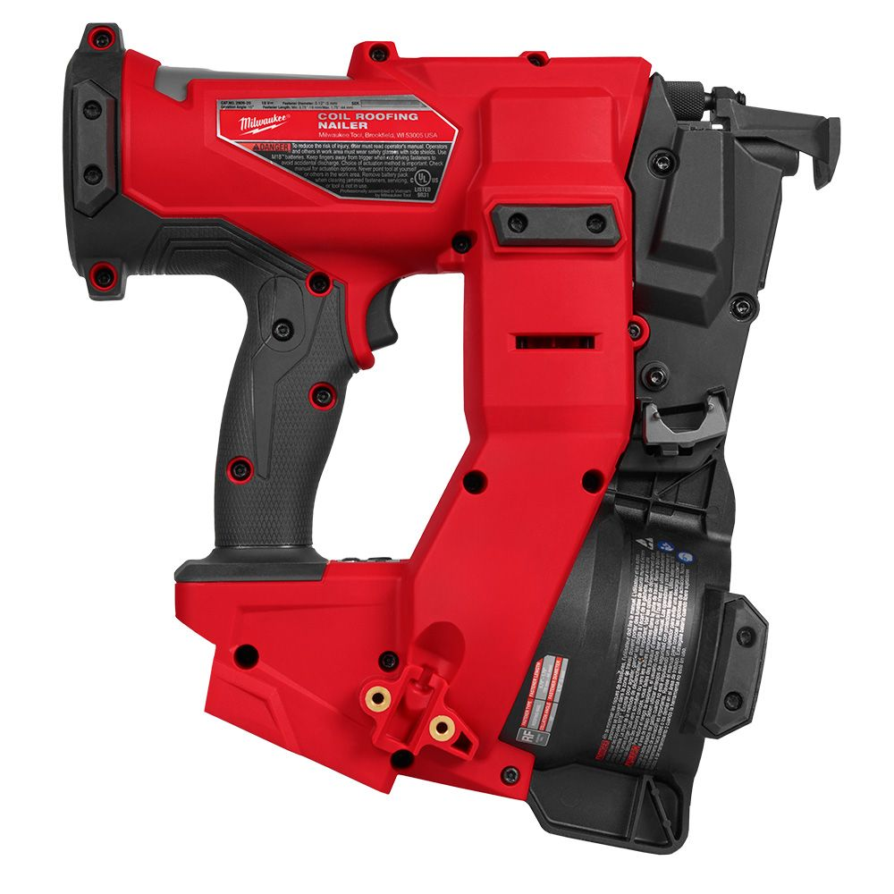 Milwaukee 2909-20 M18 FUEL 18-Volt Lithium-Ion Brushless Cordless Coil Roofing Nailer (Tool Only)