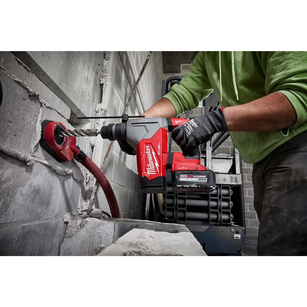 Milwaukee 2915-22DE M18 FUEL 18V Cordless 1-1/8" SDS-Plus Rotary Hammer/Dust Extractor Kit, (2) 6.0Ah Batteries