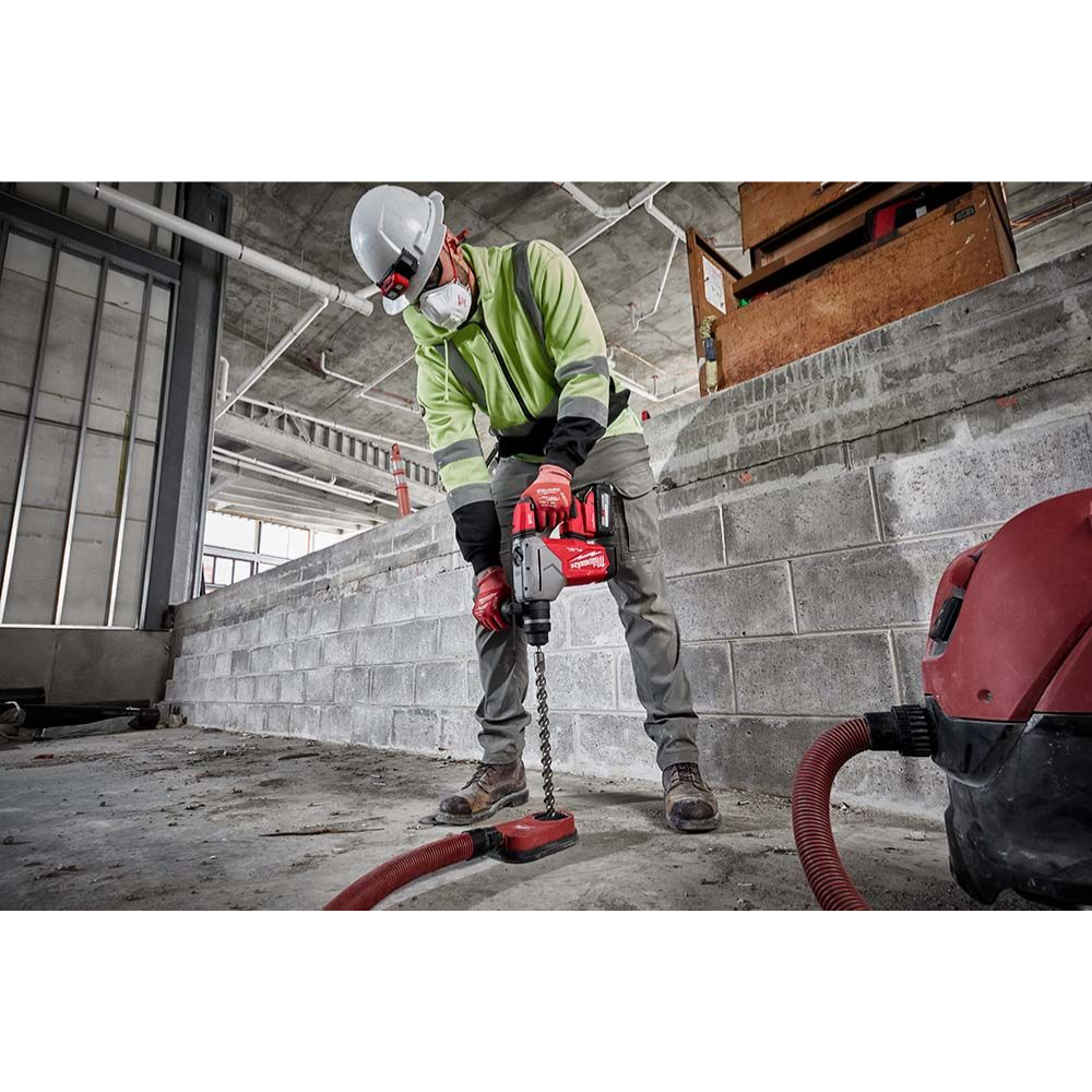 Milwaukee 2915-22DE M18 FUEL 18V Cordless 1-1/8" SDS-Plus Rotary Hammer/Dust Extractor Kit, (2) 6.0Ah Batteries