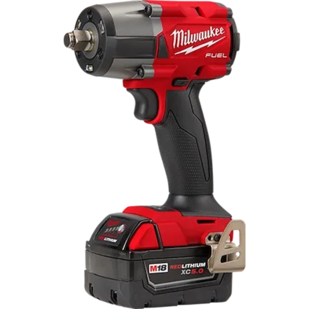 Milwaukee 2962-22R M18 FUEL 18-Volt Li-Ion 1/2 inch Mid-Torque Impact Wrench with Friction Ring Kit with Resistant Batteries