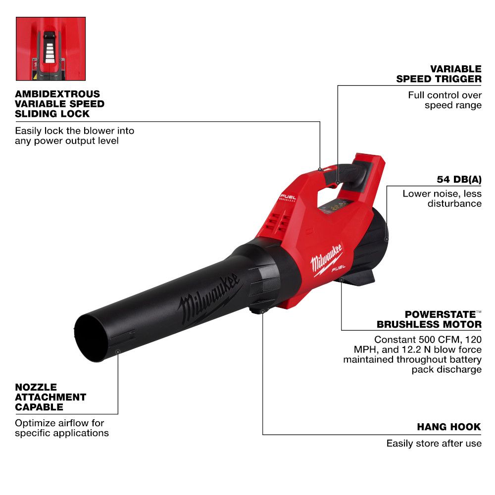 Milwaukee 3017-20 M18 FUEL 120 MPH 500 CFM 18V Lithium-Ion Brushless Cordless Handheld Blower (Tool-Only)