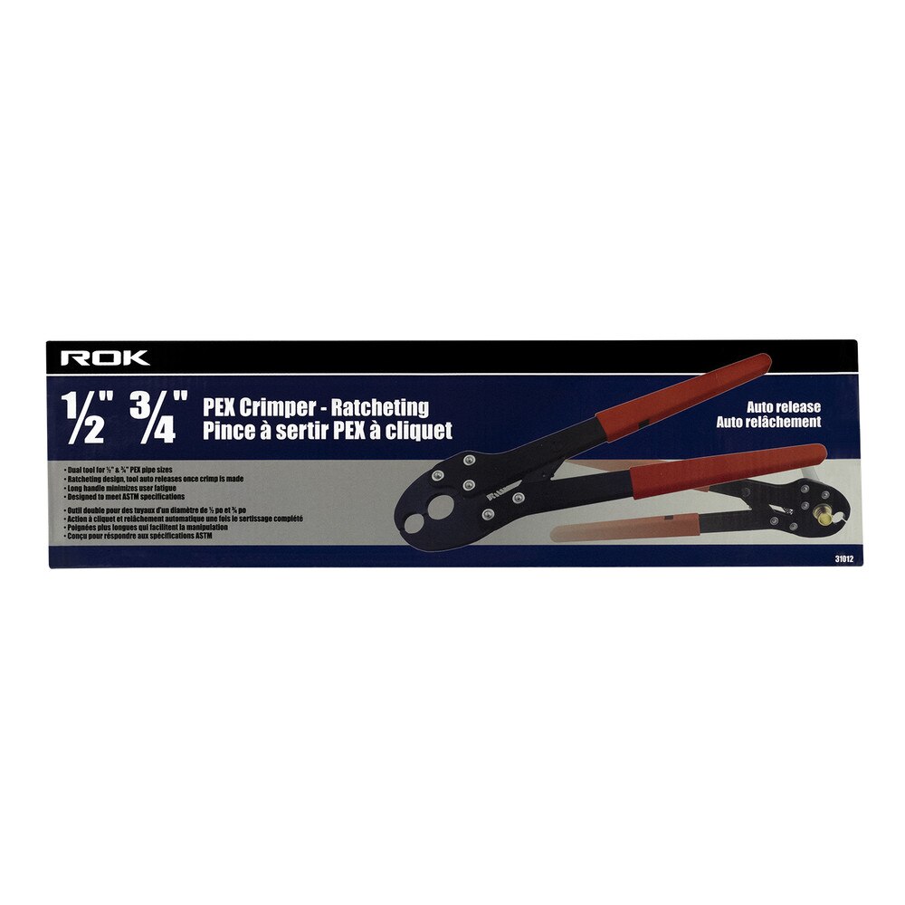 Ratcheting PEX Crimper Tool for 1/2" and 3/4" PEX Connections