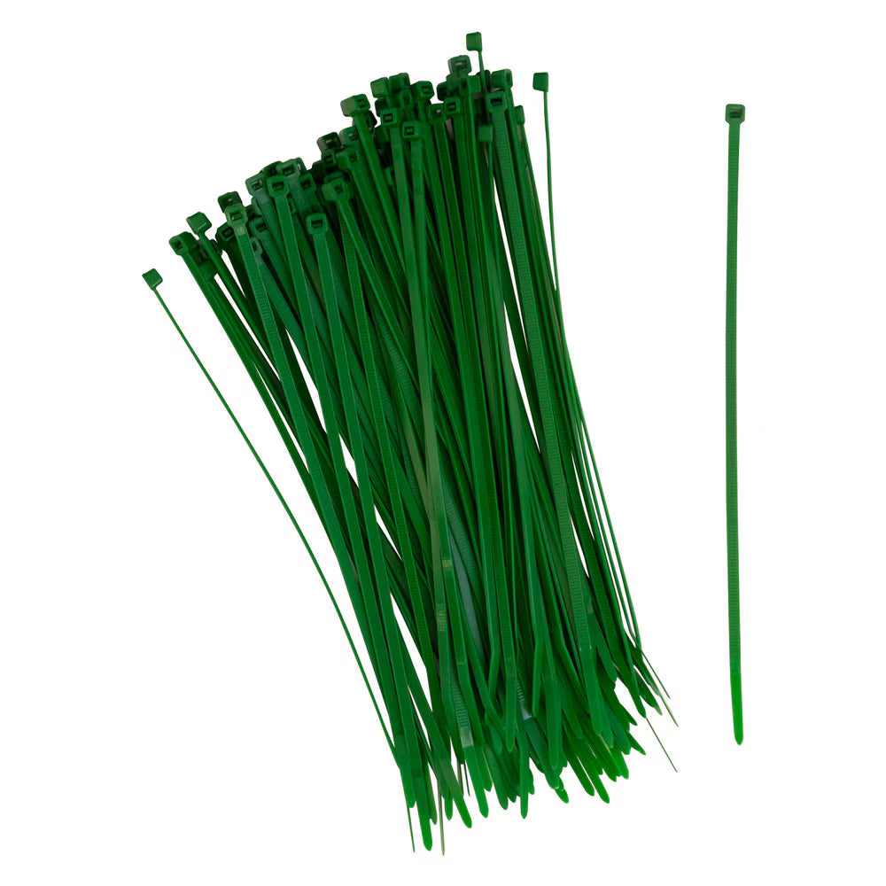 100 Pcs 8-Inch Green Nylon Cable Ties | Self-Locking Zip Ties for Wire & Cable Management