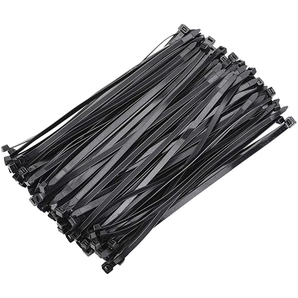 100 Pcs 12-Inch Black Nylon Cable Ties | Self-Locking Zip Ties for Wire & Cable Management