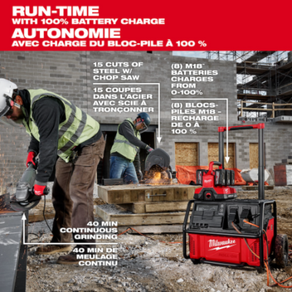 Milwaukee 3300R ROLL-ON 3600W/7200W 2.5kWh Lithium-Ion Battery Powered Push Start Power Station Battery Generator