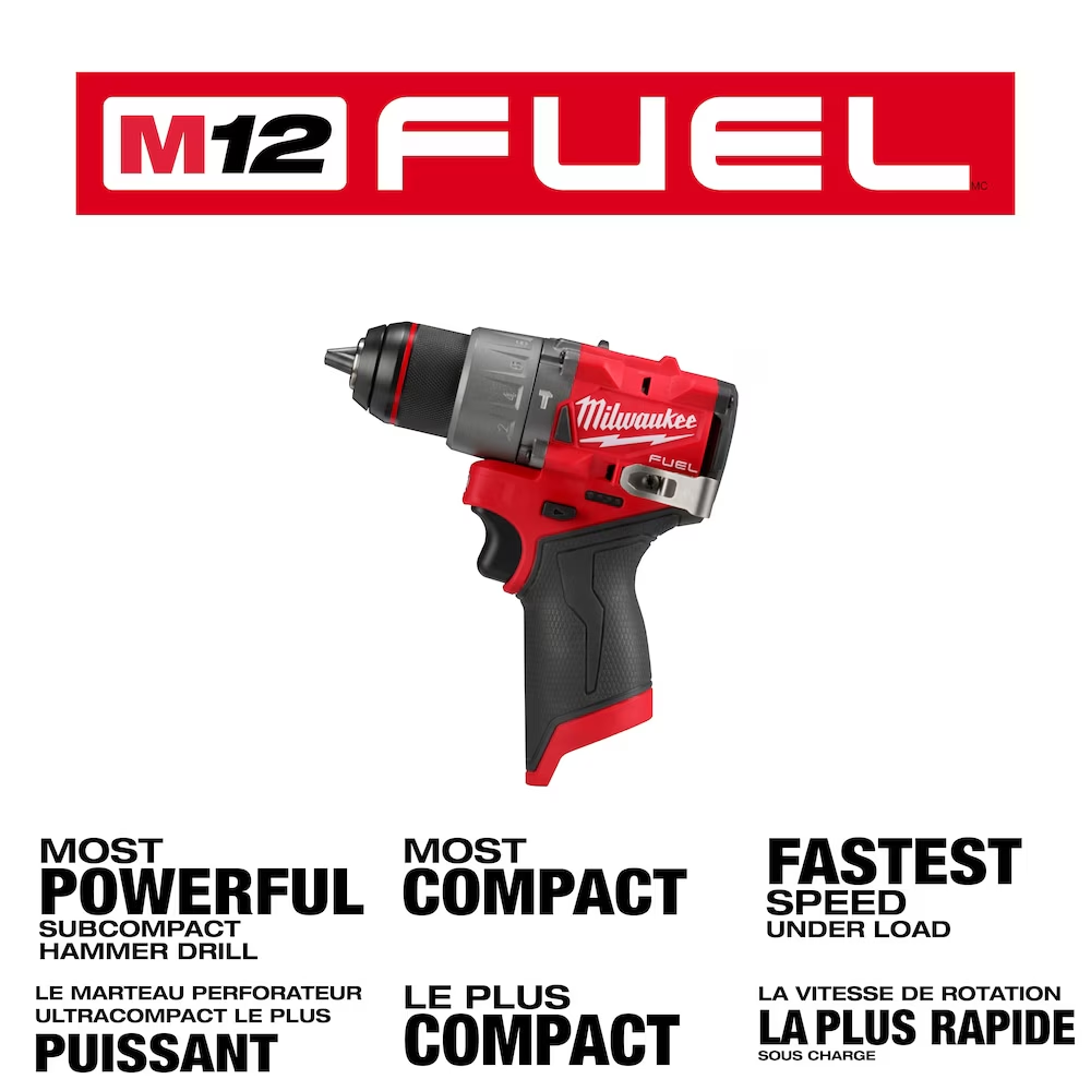 Milwaukee 3404-20 M12 FUEL 12-Volt Lithium-Ion Brushless Cordless Next Generation 1/2" Hammer Drill (Tool-Only)