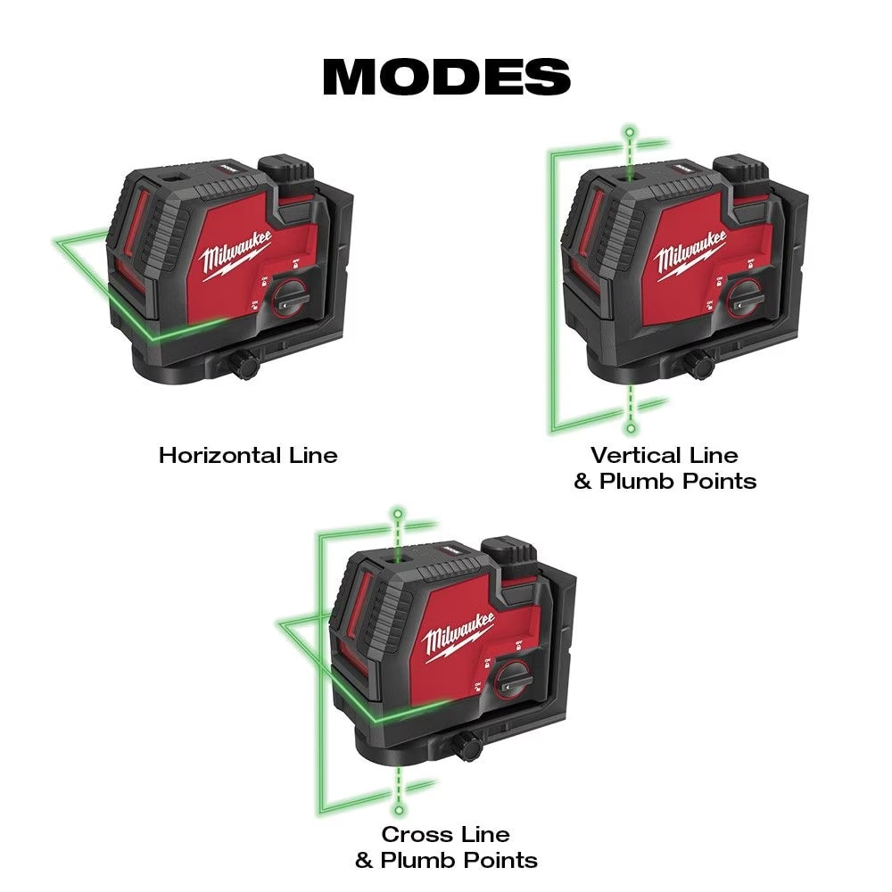 Milwaukee 3522-21 Green 100 ft. Cross Line and Plumb Points Rechargeable Laser Level with Lithium-Ion Battery
