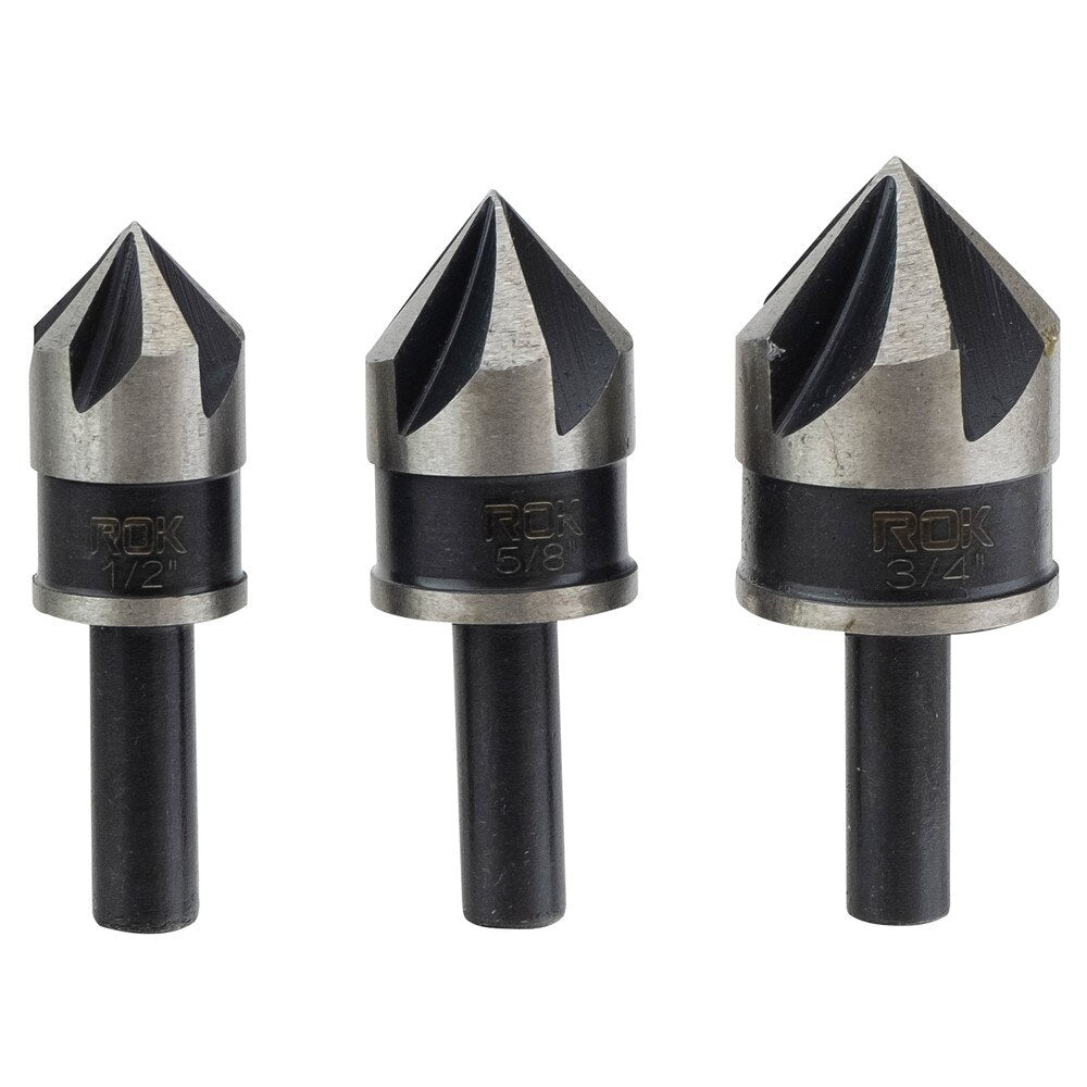 3 PC HSS Countersink Drill Bit Set for Smooth Hole Finishing