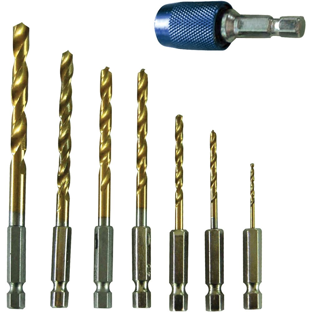 8 PC Titanium-Coated Hex Shank Drill Bit Set for Versatile Drilling