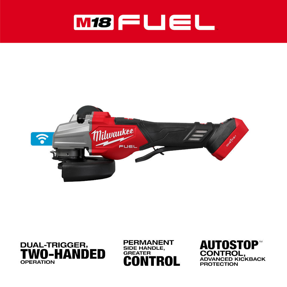 Milwaukee 3676-20 M18 FUEL Cordless Brushless 4-1/2in / 6in Braking Angle Grinder with Dual Trigger Paddle Switch (Tool Only)