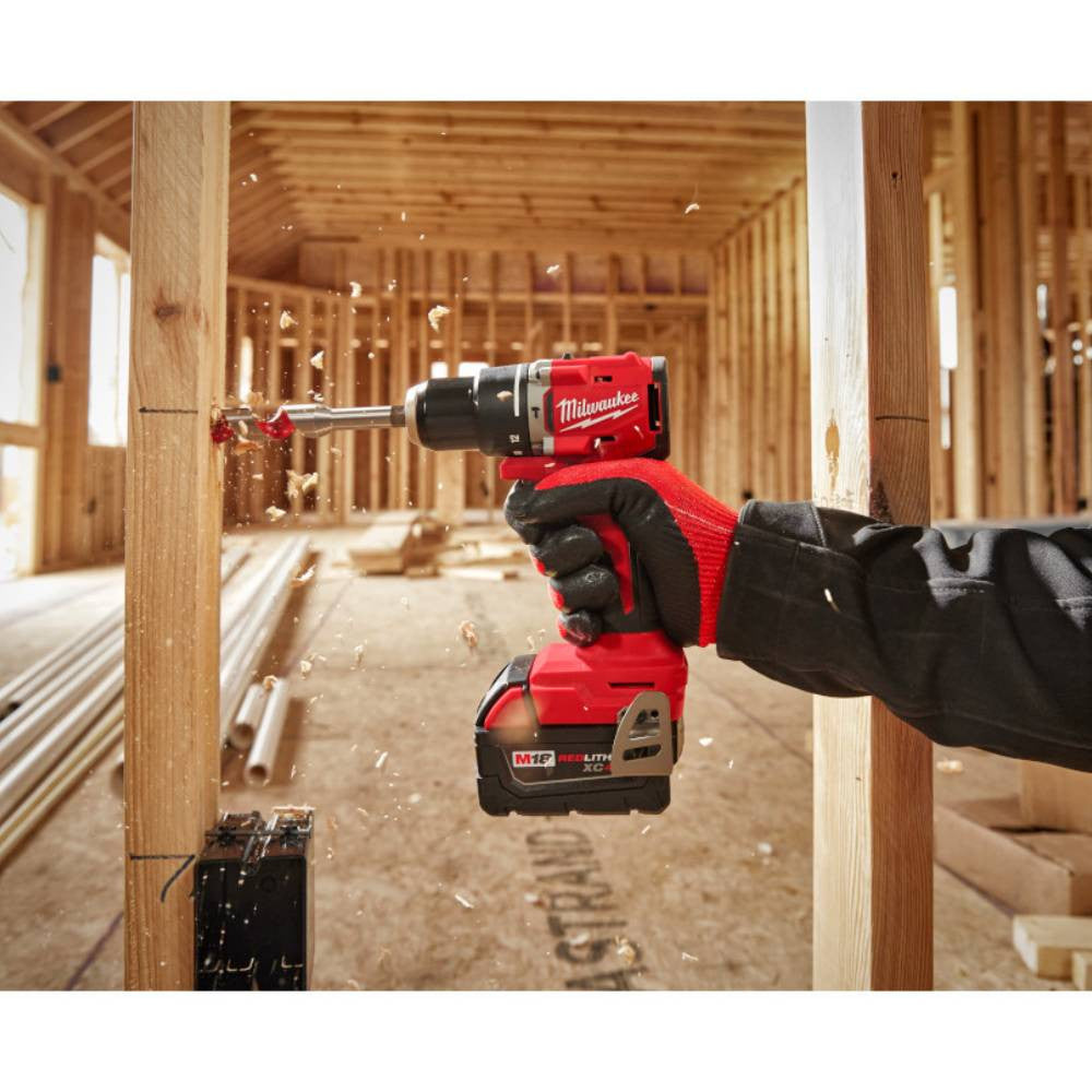 Milwaukee 3693-22CX M18 2-Tool Cordless Brushless Compact 1/2in Hammer Drill/Driver & 1/4in Hex 3-Speed Impact Driver Combo Kit