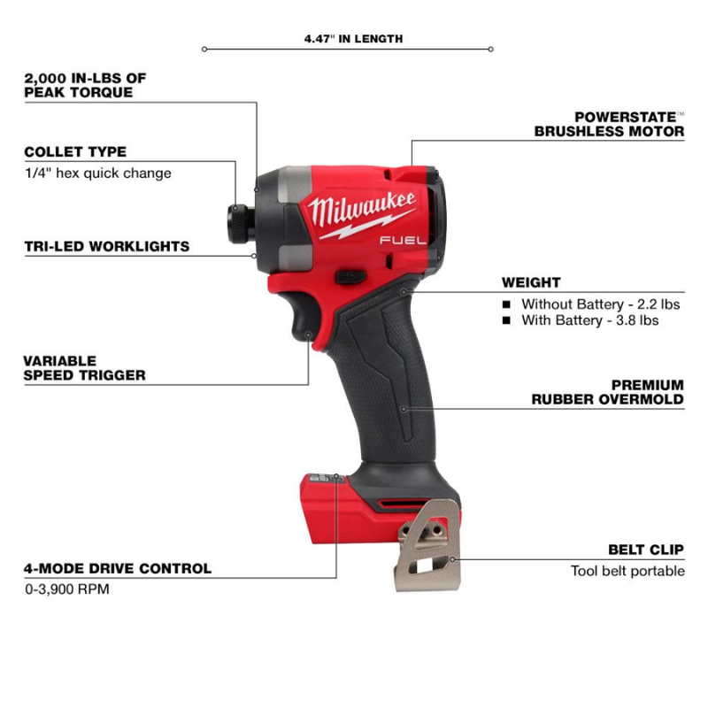 Milwaukee 3697-27 M18 FUEL 18V Lithium-Ion Brushless Cordless Combo Kit (7-Tool) w/ (2) 5.0 Ah Batteries, 2 Tool Bags