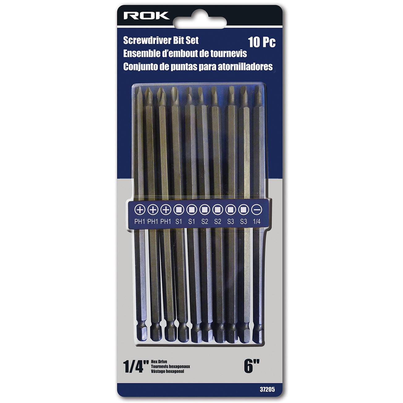 ROK 37205 10pc 6in Screwdriver Bit Set