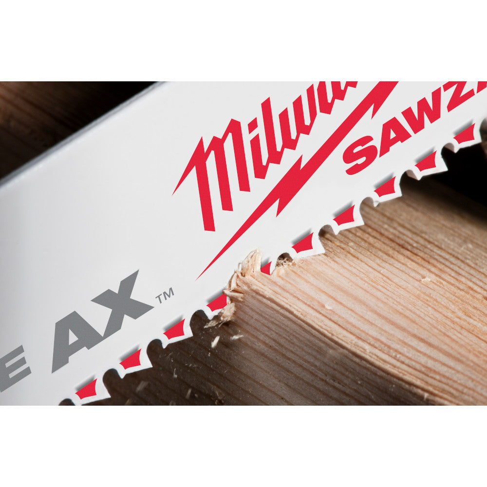 Milwaukee 48-00-5026 SAWZALL THE AX 9in 5 TPI Nail Embedded Wood Cutting Blades - 5pk