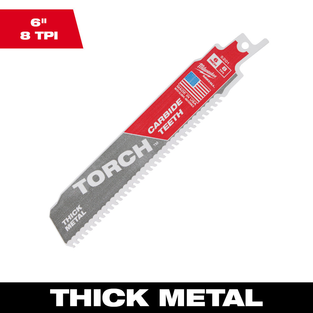 Milwaukee 48-00-5201 SAWZALL THE TORCH 6in 7 TPI Metal Cutting Blade with Carbide Teeth