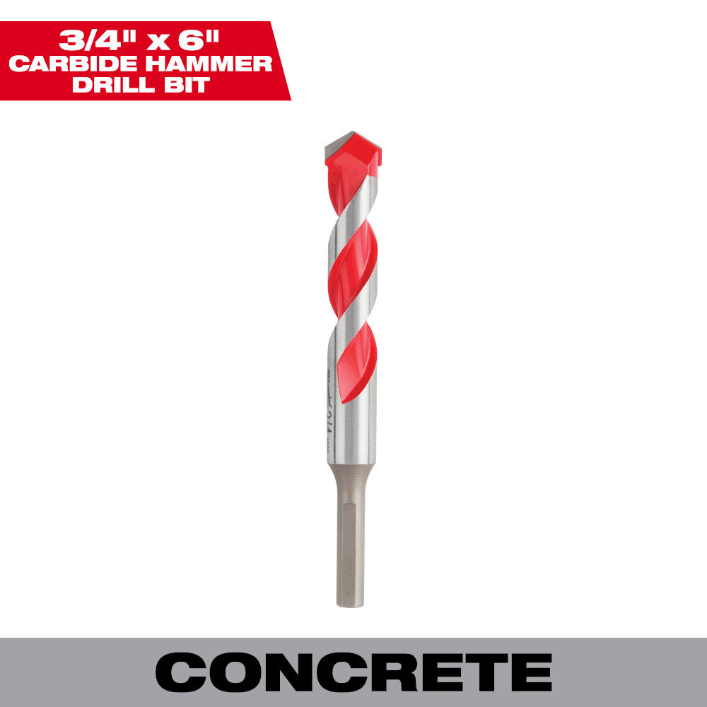 Milwaukee 48-20-9045 SHOCKWAVE 3/4in x 4in x 6in Carbide Hammer Drill Bit