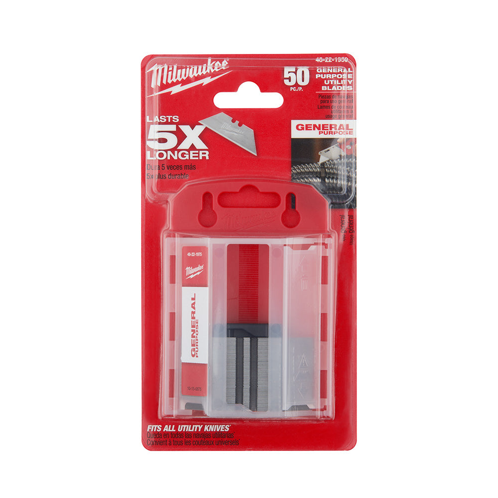 Milwaukee 48-22-1950 General Purpose Utility Knife Blades with Dispenser - 50pk
