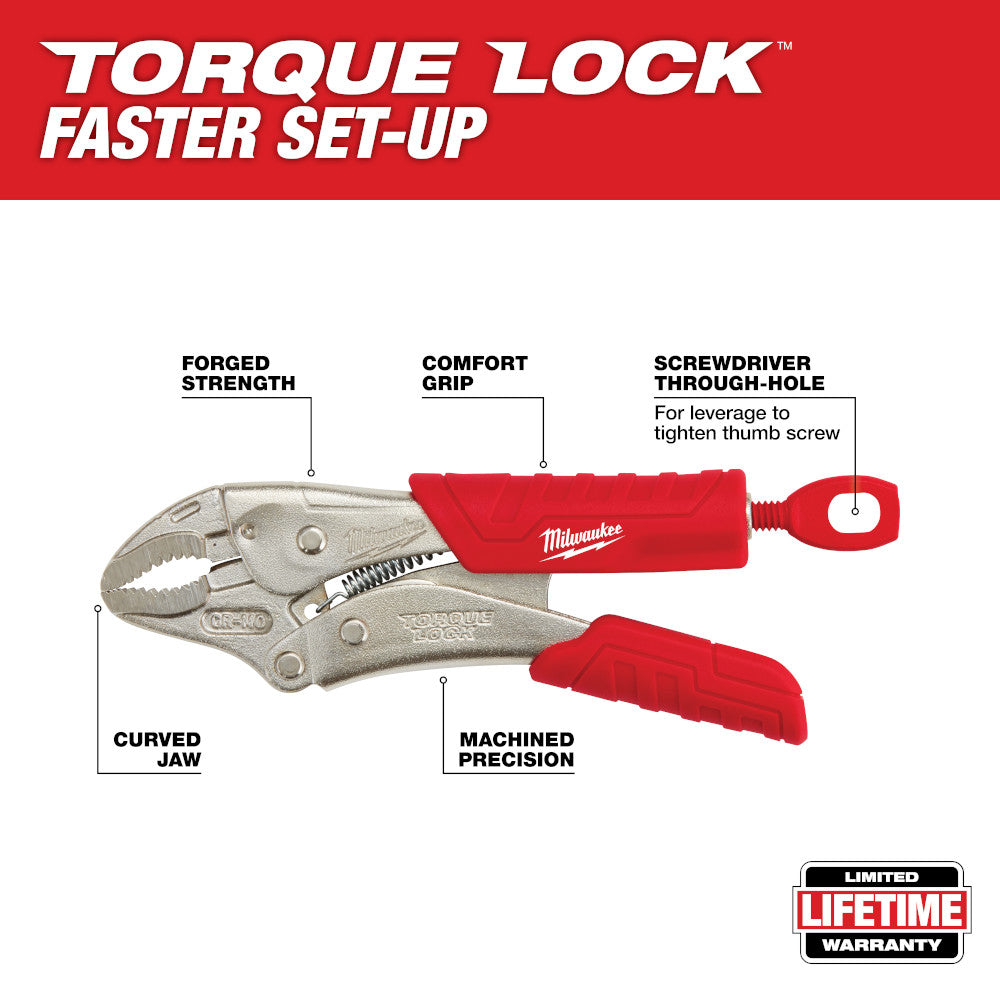 Milwaukee 48-22-3405 5in TORQUE LOCK Curved Jaw Locking Pliers with Grip