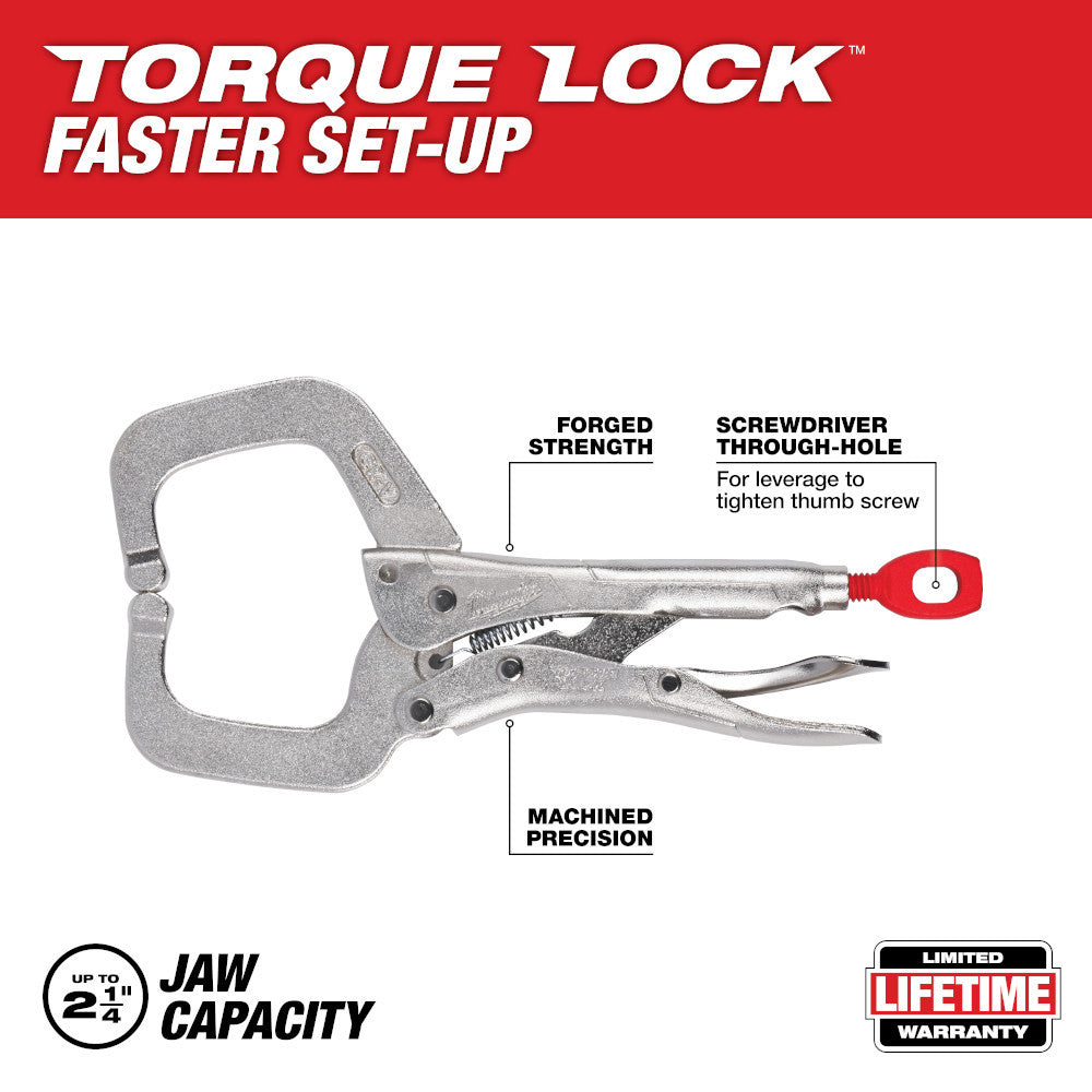 Milwaukee 48-22-3532 6in TORQUE LOCK Locking C-Clamp with Regular Jaws