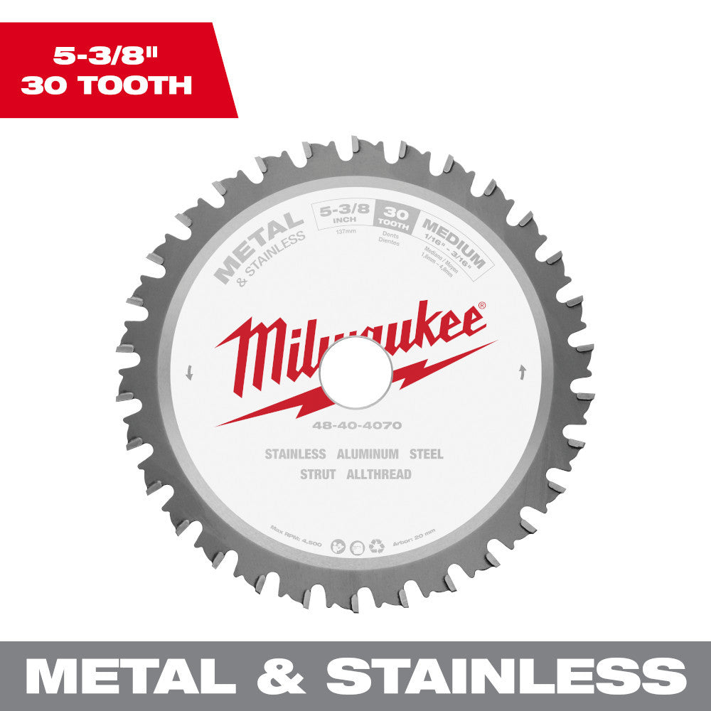 Milwaukee 48-40-4070 5-3/8in 30T Metal & Stainless Cutting Circular Saw Blade