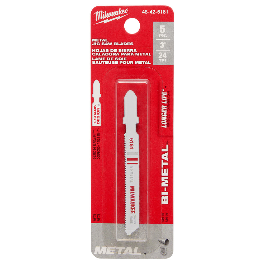 Milwaukee 48-42-5161 3in x 24 TPI Bi-Metal Jig Saw Blades - 5pk