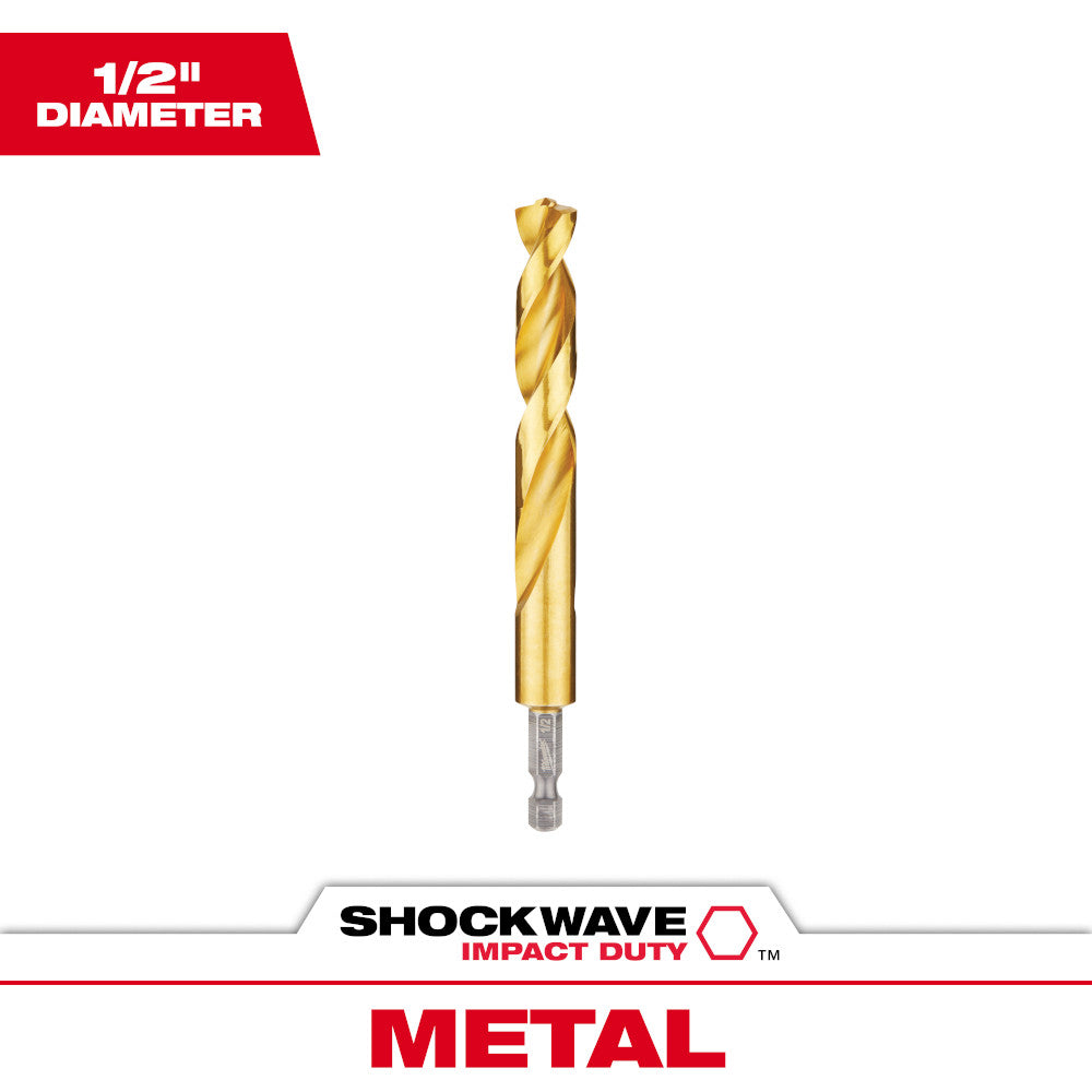 Milwaukee 48-89-4629 SHOCKWAVE 1/2in Titanium Drill Bit with RED HELIX