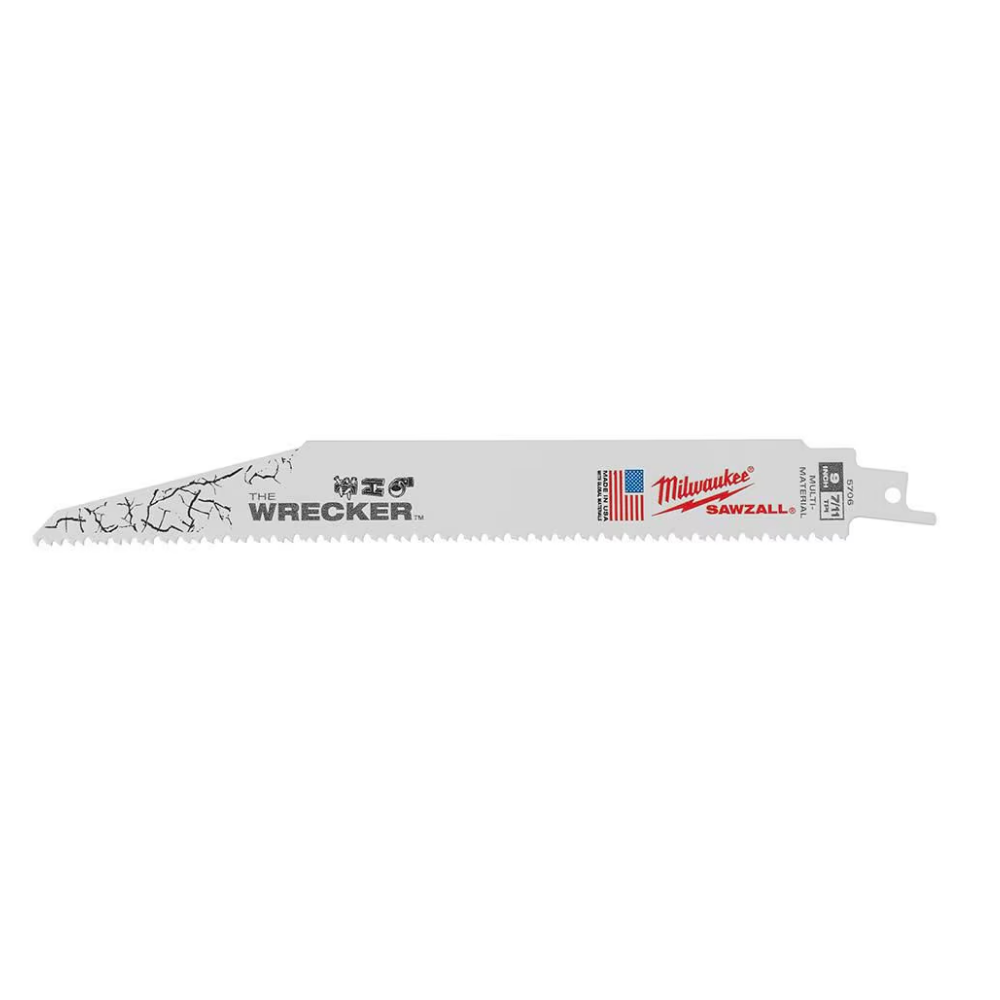Milwaukee 48-00-5706 9-inch 7/11 TPI WRECKER Demolition Multi-Material Cutting SAWZALL Reciprocating Saw Blades (5 Piece)
