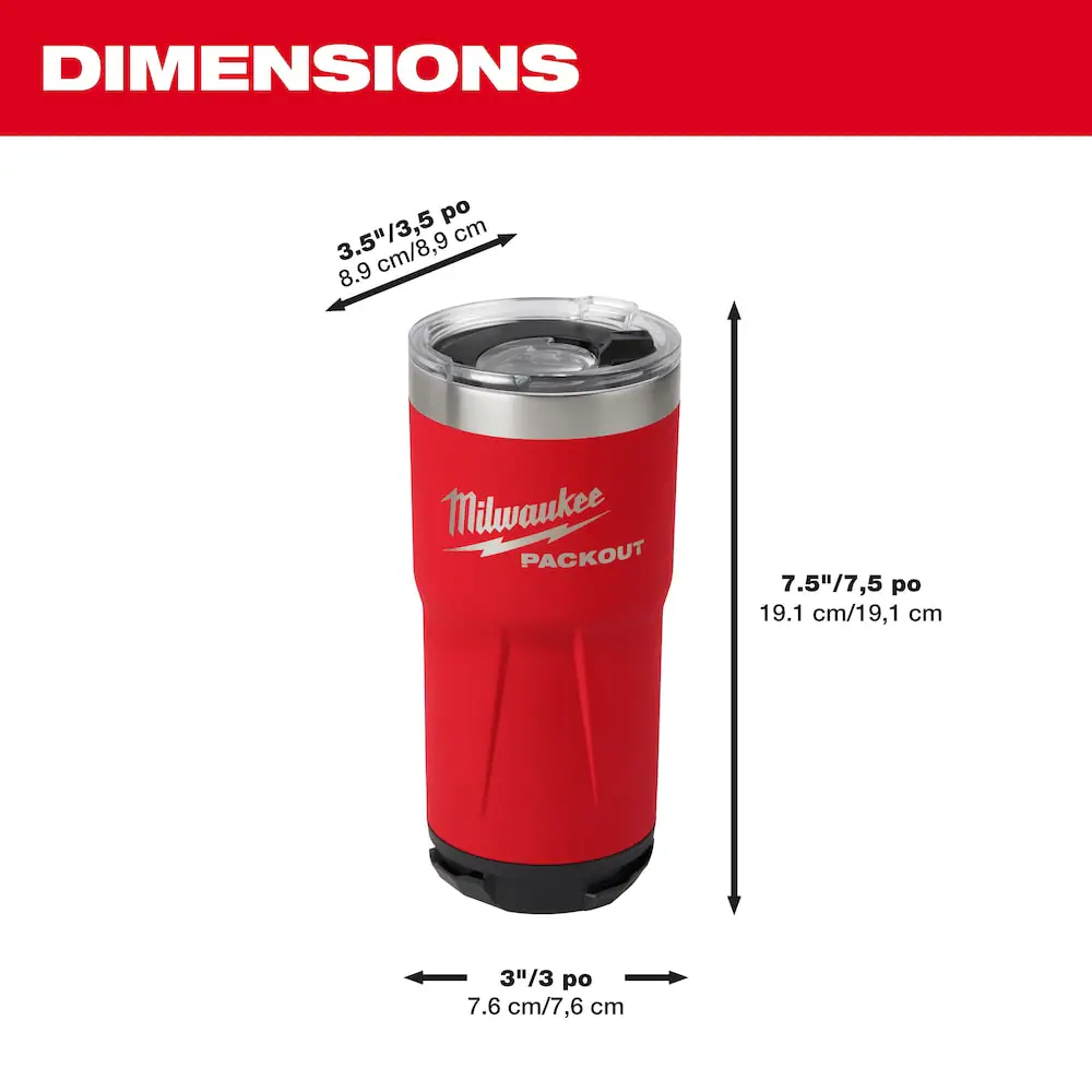 Milwaukee 48-22-8392R PACKOUT Red 20 oz. Tumbler
