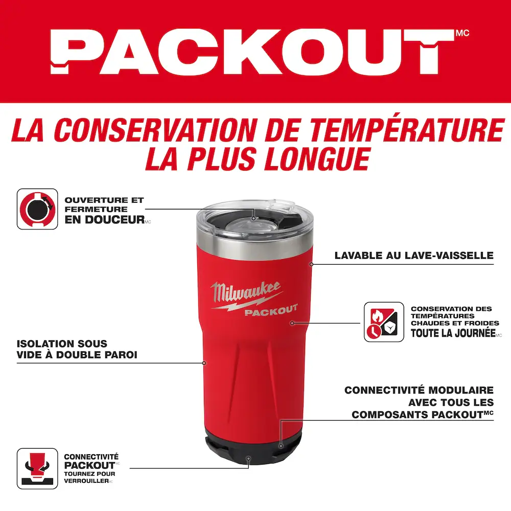 Milwaukee 48-22-8392R PACKOUT Red 20 oz. Tumbler