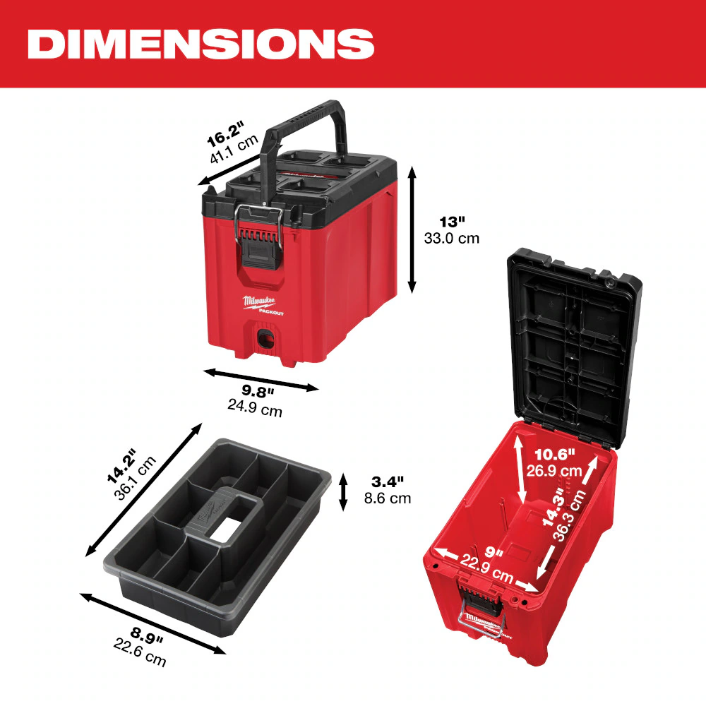 Milwaukee 48-22-8422 PACKOUT 10-inch Compact Portable Tool Box with Adjustable Dividers and Interior Storage Tray