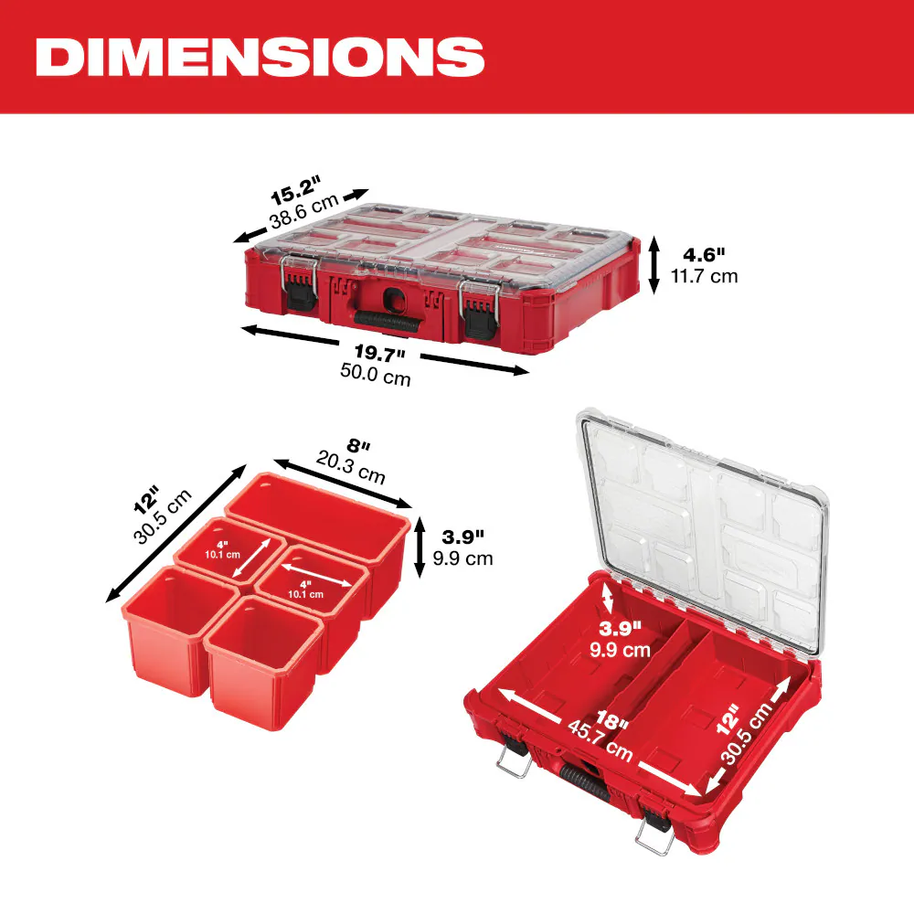 Milwaukee 48-22-8430 PACKOUT 11-Compartment Impact Resistant Portable Small Parts Organizer Fits Modular Storage System