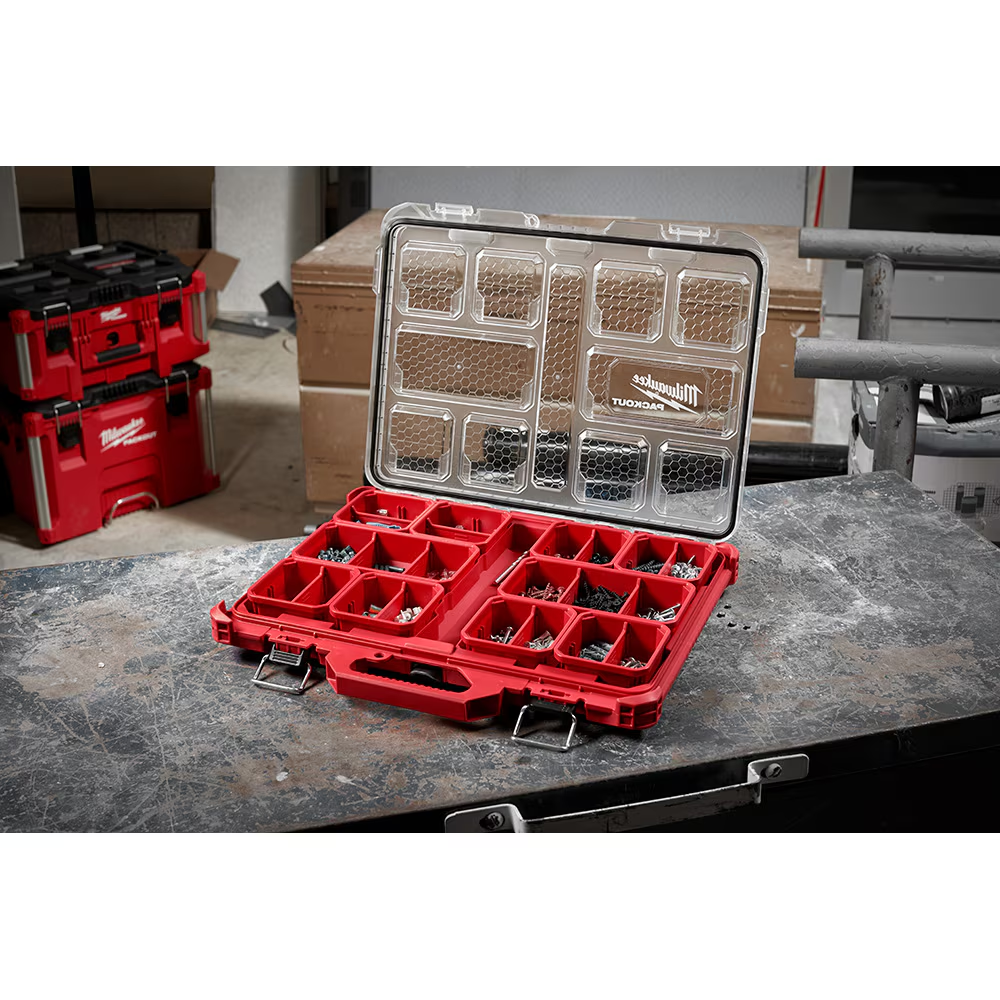 Milwaukee 48-22-8431 PACKOUT 11-Compartment Low-Profile Impact Resistant Portable Small Parts Organizer