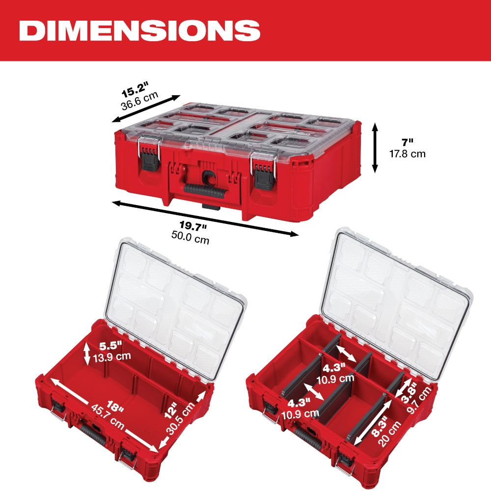 Milwaukee 48-22-8432 PACKOUT 7-inch Deep Organizer with 6 Compartments and Quick Adjust Dividers